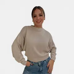 GENERICO - Sueter Mujer Casual Cerrada Mlarga Clasico 359G-25 Color Beige
