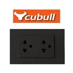 CUBULL - PACK X 10 UND : TOMACORRIENTE DOBLE CON LINEA A TIERRA NEGRO L2-021
