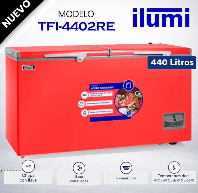 TFI-4402RE - Congelador Horizontal 440Lt Rojo