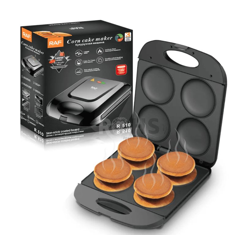 Máquina Para Pancakes Y Arepas RAF 1400W Antiadherente De 4 Cavidades