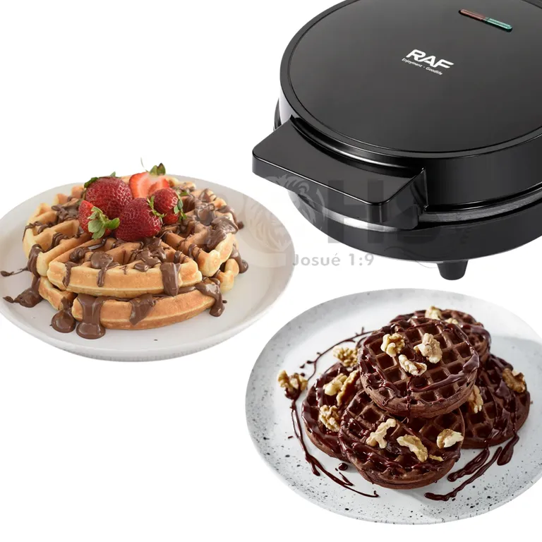 Wafflera Eléctrica RAF 1000W Antiadherente Con Placa De 4 Secciones