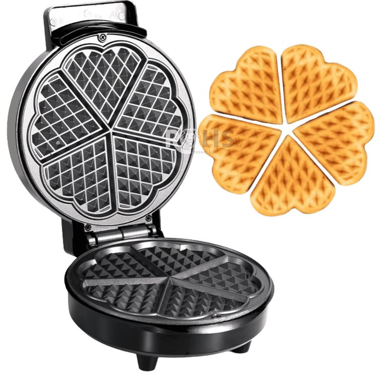 Wafflera Eléctrica RAF 1000W Antiadherente Con Diseño De Corazón 5 Secciones