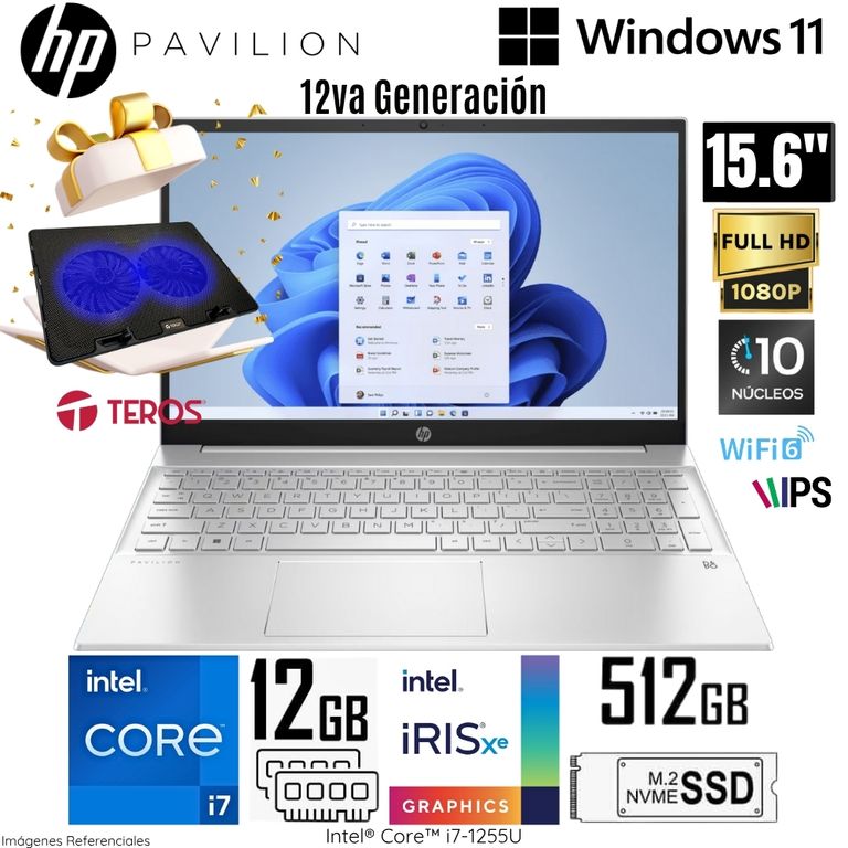 Laptop Pavilion 15-EG2506LA Intel Core i7-1255U 12GB RAM 512GB SSD 15.6" FHD + Regalo
