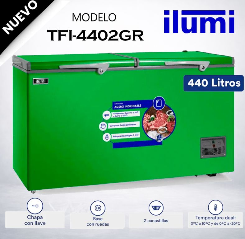TFI-4402GR - Congelador Horizontal 440Lt Verde