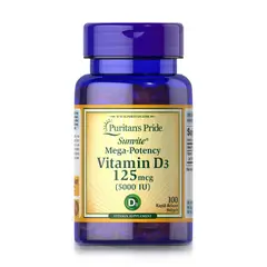 PURITANS PRIDE - Vitamina D3 5000 IU (100 Softgels) - Puritan's Pride