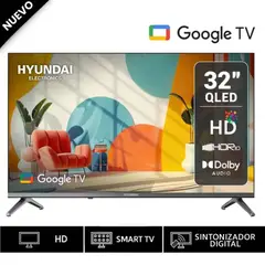 HYUNDAI - Televisor Smart TV 32 QLED Google TV HYLED3259QG + Antena Digital