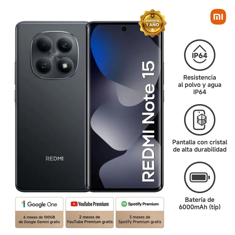 CELULAR REDMI NOTE 15 256GB 8GB - NEGRO