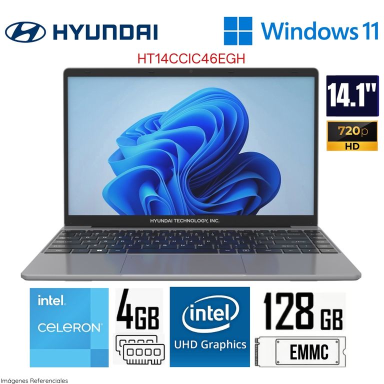 Laptop Hybook 14.1" HD Intel Celeron N4020 4GB RAM 128GB SSD Windows 11 HT14CCIC46EGH