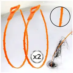 GENERICO - PACK 2 LIMPIADOR DESAGUE FLEXIBLE 51CM ELIMINA PELOS Y MALOS OLORES