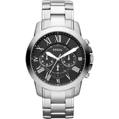 FOSSIL - RELOJ GRANT HOMBRE CRONÓGRAFO PLATA NEGRO