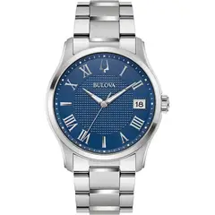 Bulova - RELOJ CLÁSICO WILTON HOMBRE CUARZO 3 AGUJAS ESFERA AZUL PLATA