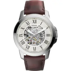 FOSSIL - RELOJ GRANT ME3099 HOMBRE AUTOMÁTICO CORREA CUERO PLATA MARRÓN