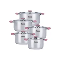 Reyna - Juego de ollas de acero inoxidable Smart x10pz color rosa