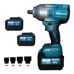 GENERICO - LLAVE DE IMPACTO INALÁMBRICA BOMTEX 1300NM 21V BRUSHLESS + 2 BATERÍAS 6.0AH + 4 DADOS