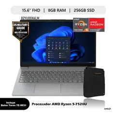 LENOVO - NOTEBOOK 82YU00X6LM 15.6 FHD RYZEN 5-7520U 8GB 256GB FREEDOS - ARCTIC GREY + BOLSO TEROS