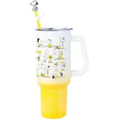 SNOOPY - VASO CON ASA Y PAJILLA SILVER BUFFALO 40 OZ 1.18 L -