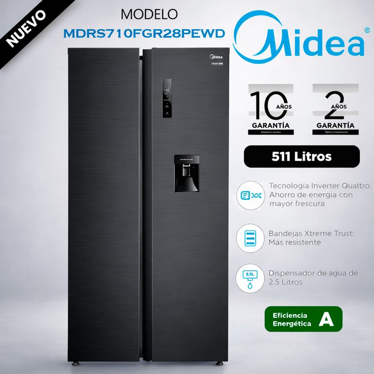 MDRS710FGR28PEWD - Refrigeradora Side By Side CDispensador Inverter 511Lts Inox Negro,