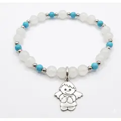 FERNANDA ROMERO JOYAS Y ACCESORIOS - Pulsera Niño Angelito Strech de Cuarzo Rosa Claro - Piedra Natural