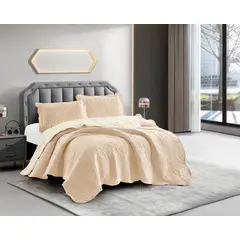 GOLDSUN - CUBRECAMA 3 PIEZA TELA CON REVERSO CARNERITO 2 PLAZAS PREMIUN