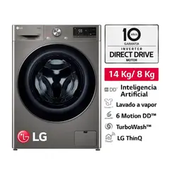 LG - Lavaseca 14Kg de Lavado y 8Kg de Secado Carga Frontal con AI DD Steam Wi-Fi WD14PVC4S6C Plateado