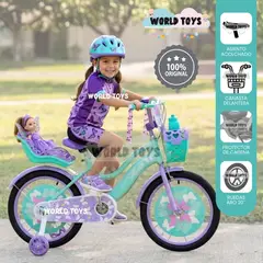 Velox - Bicicleta Campera para Niña Aro 20 «ALANIS» con Canasta Green & Purple