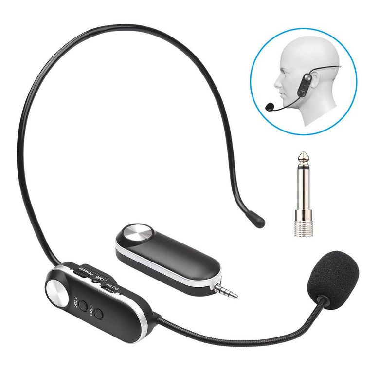 Micrófono Inalámbrico UHF de vincha para cámaras, celulares y equipos