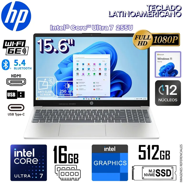 Laptop Notebook AI 15-FD2373LA 15.6" FHD Intel® Core™ Ultra 7 255U 24GB RAM DDR5 512GB D2KA8LA#ABM