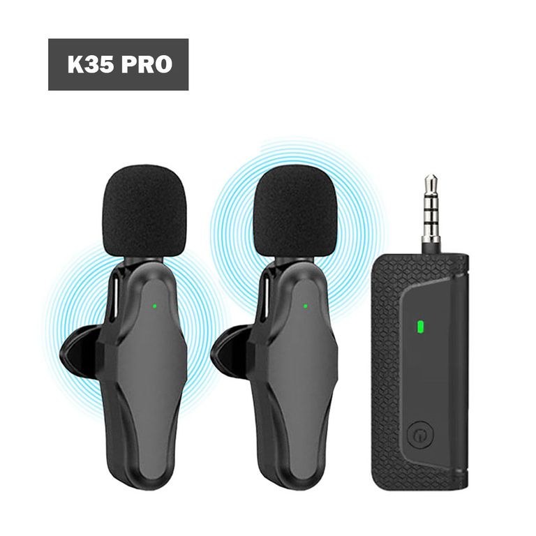 Micrófonos Inalámbricos Dual K35 Pro para cámaras, celulares y Equipos