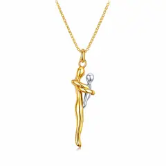 GENERICO - Collar Abrazo Eterno Mamá Amor Acero Inoxidable Dorado Mujer