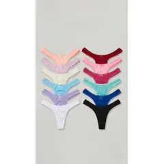 GENERICO - Pack 6 Tanga Semi Hilo Algodón Esencial Colores Variados