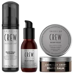 AMERICAN CREW - Pack para Barba Espuma Beard Foam Cleanser + Aceite Beard Serum + Cera Beard Balm Men