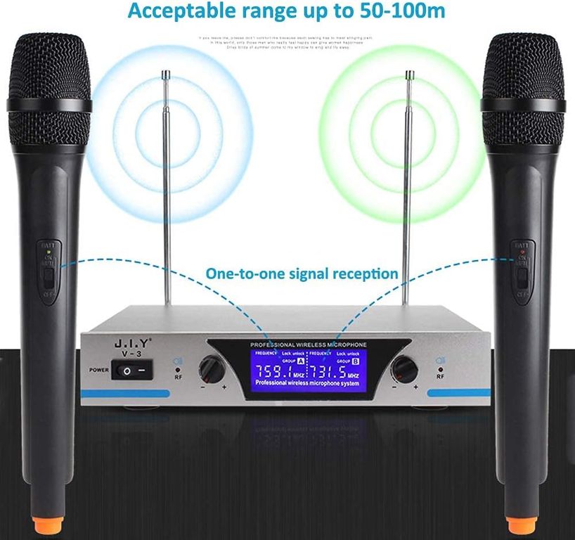 Micrófono Inalámbrico Dual XY-V-3 Stereo Hi-Fi - Sistema Profesional UHF de Largo Alcance