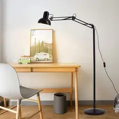 OEM - Lámpara de Pie Articulada 170cm Negra - Foco Ajustable 330° Estilo Arquitecto para Oficina