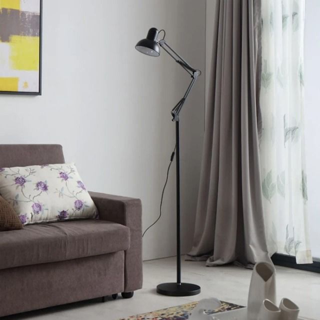 Lámpara de Oficina de Pie Metálica 170cm - Cabezal Rotativo y Base Firme para Trabajo y Estudio