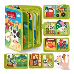 GENERICO - Libro Didáctico Granja Montessori con Accesorios de Velcro y Títeres