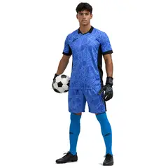GENERICO - Kit Uniforme Arquero Fútbol Celeste 3 Piezas Camiseta Sublimada Short Medias