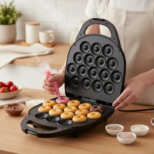 Set de Mini Donas Eléctrico 1400W - Placas Antiadherentes para 16 Rosquillas en Minutos