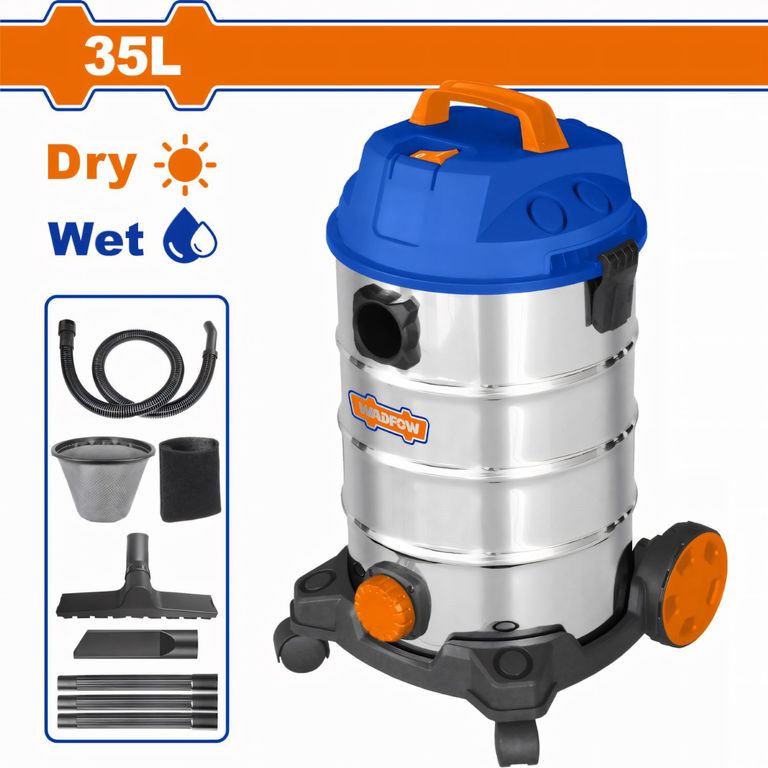 ASPIRADORA INDUSTRIAL 35L 1200W SECO Y HÚMEDO CON FUNCIÓN SOPLADO MODELO-WVR4A35
