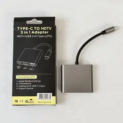 GENERICO - Adaptador 3 en 1 USB-C a HDMI, USB, lightning