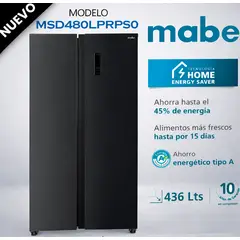 Mabe - MSD480LPRPS0 - Refrigerador Side by Side No Frost 436 litros Netos Black Steel