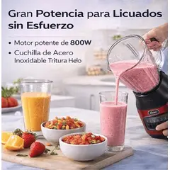 OSTER - Licuadora 1.5L 800W Vaso de Vidrio 6 Velocidades + Pulso BLSTPEG-CPB Roja