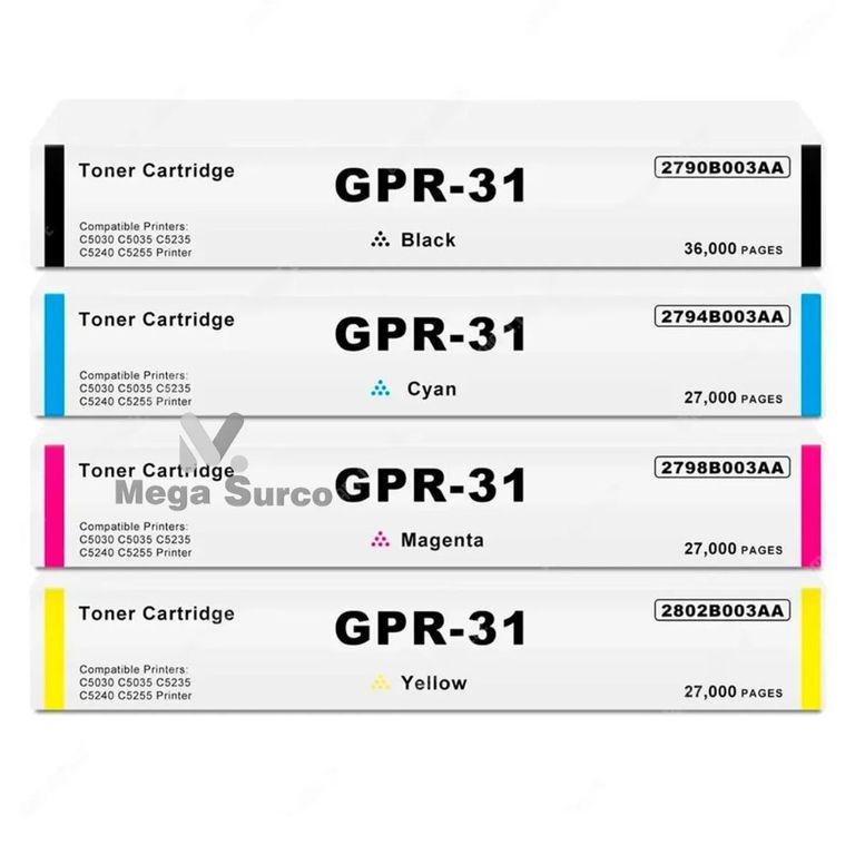 Kit Toner COMPATIBLE Canon GPR-31 Negro y colores