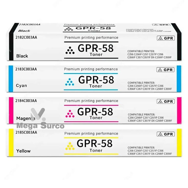 KIT DE TONER COMPATIBLE CANON GPR-58 NEGRO Y COLORES