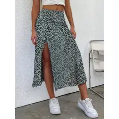 TAIS PRINCESS - Falda midi con estampado floral muslo con abertura