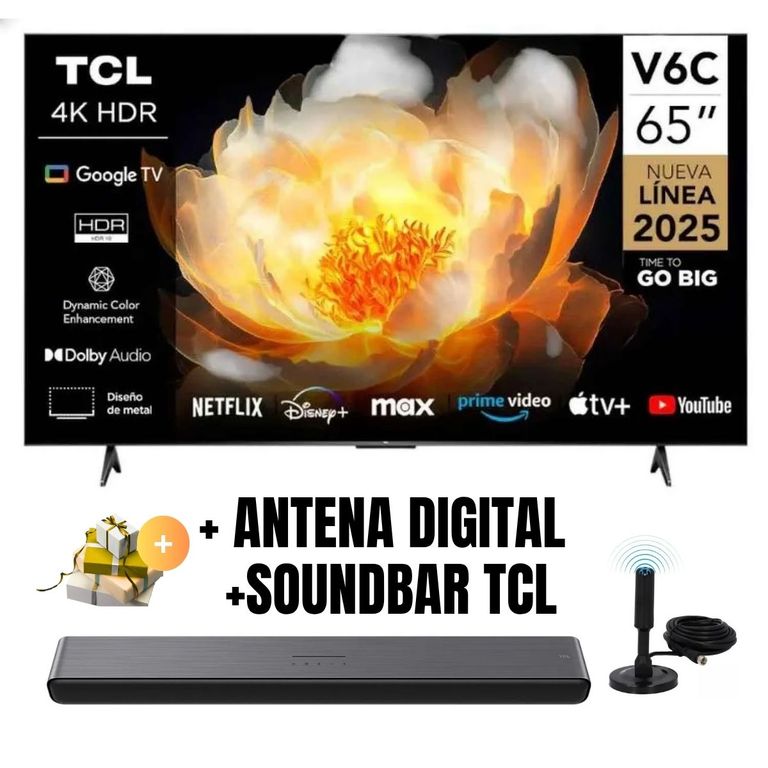 Televisor LED 65 UHD 4K Smart TV 65V6C + Ant + Soundbar