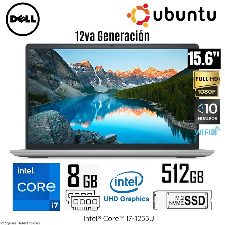 Laptop Inspion 15 3520 (C3P56) Intel Core i7-1255U 8GB RAM 512GB SSD 15.6" FHD UBUNTU - Silver