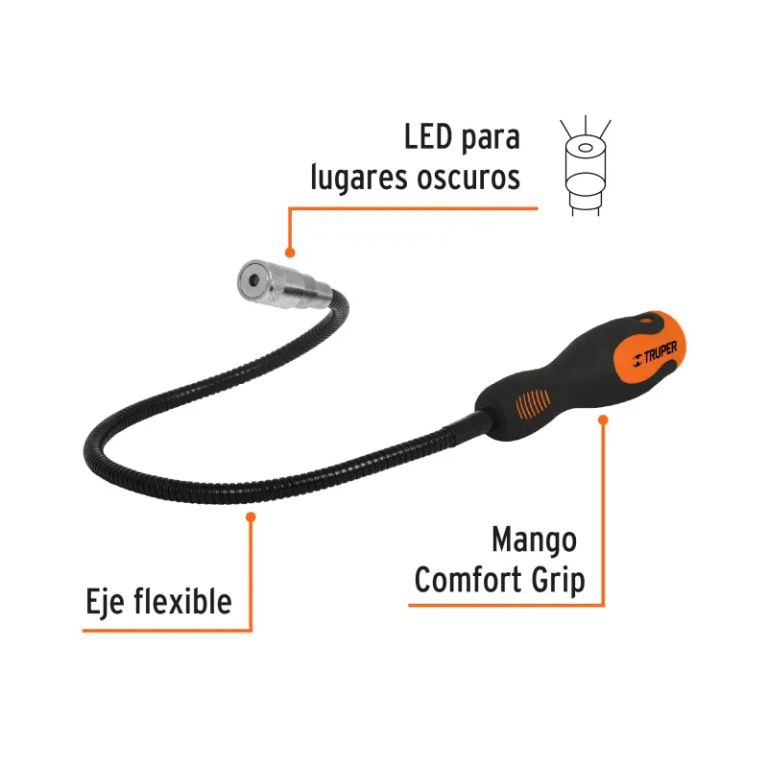 Imán flexible de acero con LED, 3 kg, - 15326
