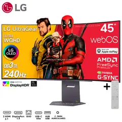 LG - Monitor UltraGear 45GX90SA-B, 45 UltraGear OLED Curvo, WQHD, 240Hz, 0.03ms, Nvidia G-Sync