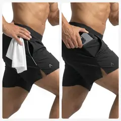 ALPHA FIT - Pack de 2 Shorts deportivos Hombre - Short gym - Ropa deportiva hombre