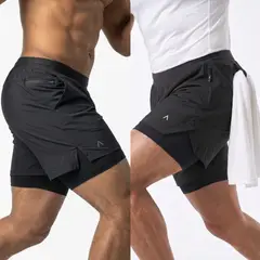 ALPHA FIT - Pack de 2 Shorts deportivos Hombre - Short gym - Ropa deportiva hombre